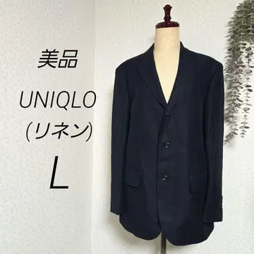 새상품급 유니클로 테일러드 자켓 L 린넨 블렌드 네이비 다크 네이비