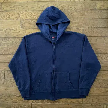 Hanes 풀 집업 후드티 네이비 무지 XL