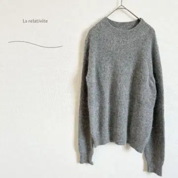라 리베이트 리브 니트 스웨터 무지 레이온 크루넥