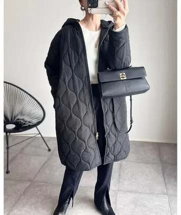 엠테일러 퀼팅 코트 M 2WAY 블랙