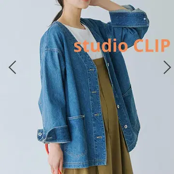 [새상품] studio CLIP (스튜디오 클립) V넥 데님 커버올