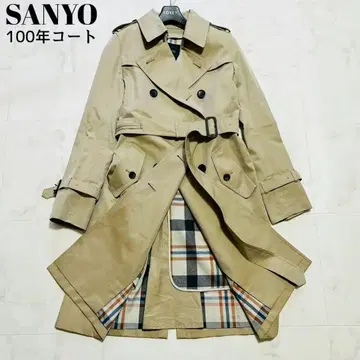 최근 새상품급 산요 100년 코트 라이너 포함 트렌치코트 베이지 38