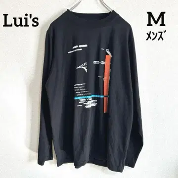 lui's 면 혼방 그래픽 프린트 긴팔 티셔츠 레터링