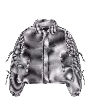 체크 무늬 숏 다운 자켓