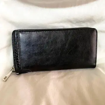 새상품 남성용 천연 가죽 라운드 지퍼 지갑 장지갑 블랙 악어