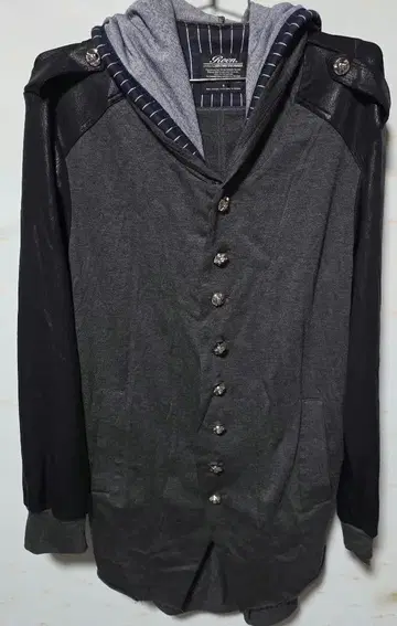 로엔 Roen 히로무 타카하라 실버 스컬 버튼 레이어드 후드티 48L