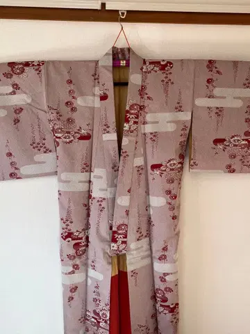 꽃무늬 얇은 핑크 기모노