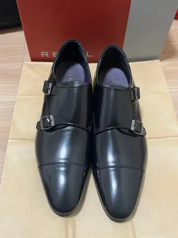 REGAL 블랙 더블 몽크 스트랩 슈즈 37 TR 27 c