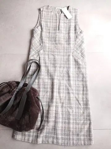 미사용 grove 뉴앙스 컬러 체크 키 넥 오버롤 스커트