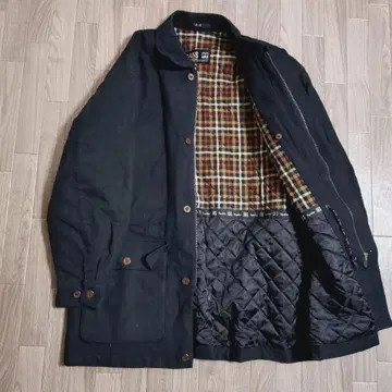 레어 DAKS 스웨이드 라이크 코트 퀼팅 충전솜 체크