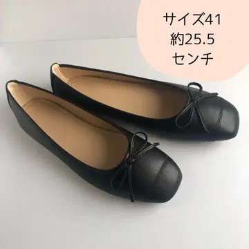 블랙 리본 포함 발레 슈즈 플랫 펌프스 사이즈 41 25.5cm