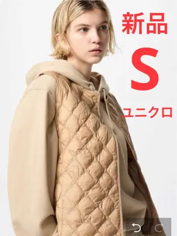 새상품 유니클로 퍼프 테크 퀼팅 베스트/웜 패디드 S 베이지