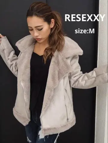 RESEXXY 페이크 무스탕 라이더스 블루종 그레이 M