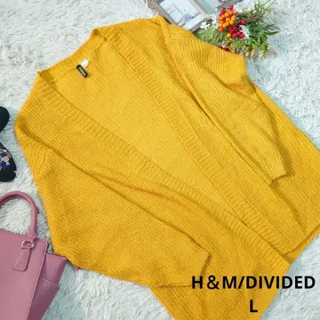 H&M/DIVIDED 프론트 오픈 니트 가디건 (L) 머스타드