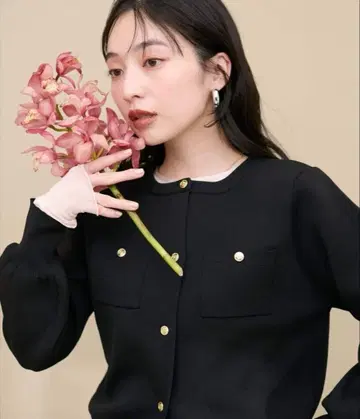 내추럴 쿠튀르 폴리 니트 금 은 포켓 가디건