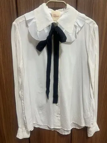 my apparel 리본 포함 화이트 긴팔 셔츠
