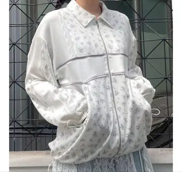 merry jenny floral 콤비 트랙 자켓 블루