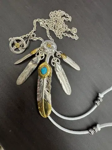 실버925 소재 터콰이즈 페더 목걸이 럭셔리 커스텀