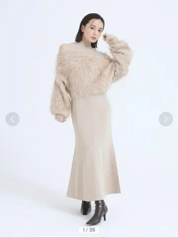 anuans 오프숄더 레이어드 니트 원피스