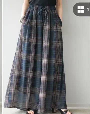 Lumier 뤼미에 새상품 시어 체크 배기 팬츠 네이비