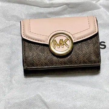 마이클코어스 삼단 접이식 지갑 핑크/브라운