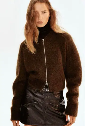 H&M 모헤어 블렌드 풀 집업 가디건