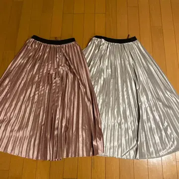 플리츠 롱 스커트 2색 세트 M 사이즈
