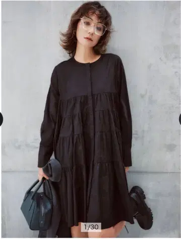 Arpege story 티어드 미니 원피스 블랙