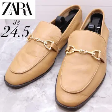 [ 새상품급 ] ZARA 자라 가죽 비트 로퍼 라이트 브라운 24.5