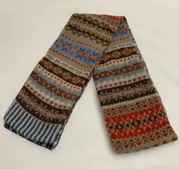 ERIBE 울 머플러 멀티 컬러 기하학 패턴 울 코튼