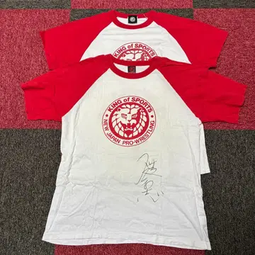 사쿠라바 카즈시 사인 포함 신일본 프로레슬링 라이온 마크 티셔츠