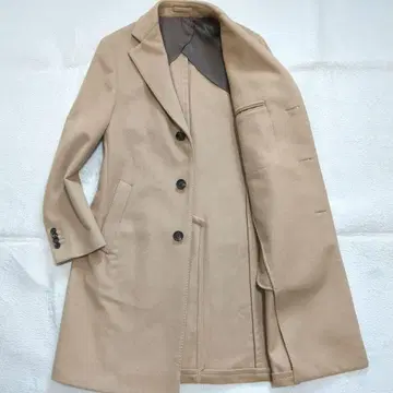 라르디니 체스터 코트 부토니에르 베이지 울 48 사이즈