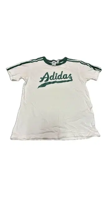 Adidas 로고 프린트 반팔 티셔츠 XS 사이즈 화이트/그린