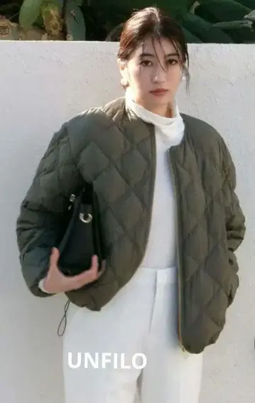 TAION&UNFILO 콜라보 퀼팅 다운 블루종