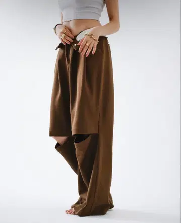 더 토 와이드 팬츠 슬랙스 brown