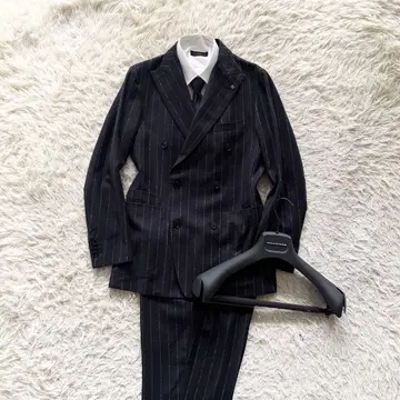 [컨디션 최상>TAGLIATORE 네이비 울 더블 수트 사이즈 46