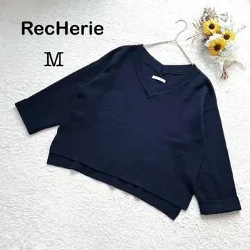 [ RecHerie 리셰리에 ] V넥 7부 소매 니트 스웨터 슬릿 M