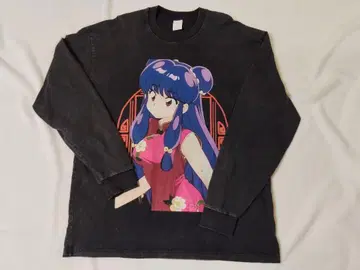 란마 1/2 샴푸 프린트 롱T L 사이즈 블랙