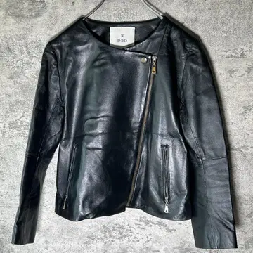 INED 이네드 더블 라이더스 라무 가죽 자켓 블랙 노카라