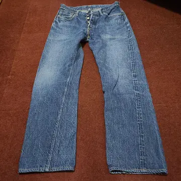 미오치 웨어하우스 XX 데님 w39 가죽 패치 숨김 리벳 체인 스티치