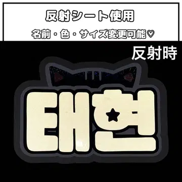 네임보드 태현 투바 TXT 반사 시트 화이트 네임보드 고양이 귀