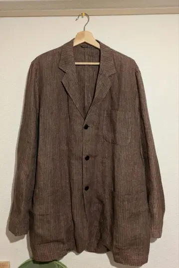 브라운 스트라이프 테일러드 코트