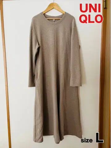 [유니클로] 브러쉬드 저지 원피스 베이지 L 새상품급
