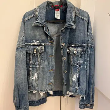 더블 스탠다드 데미지 가공 데님 자켓