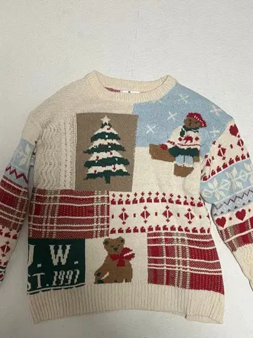 크리스마스 패치워크 니트 스웨터 크리스마스 니트
