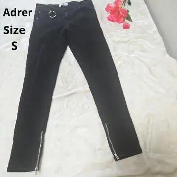 [  Adrer ] 블랙 지퍼 데님 팬츠 사이즈 S