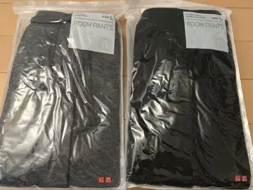 [미사용 새상품] 유니클로 룸 팬츠 2세트 L 사이즈 블랙 그레이 면