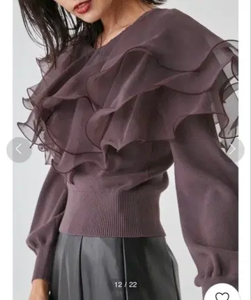 FRAY I.D 프레이 아이디 프릴 칼라 니트 스웨터 브라운 겨울