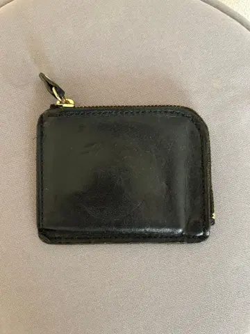 블랙 가죽 코인 케이스 골드 지퍼