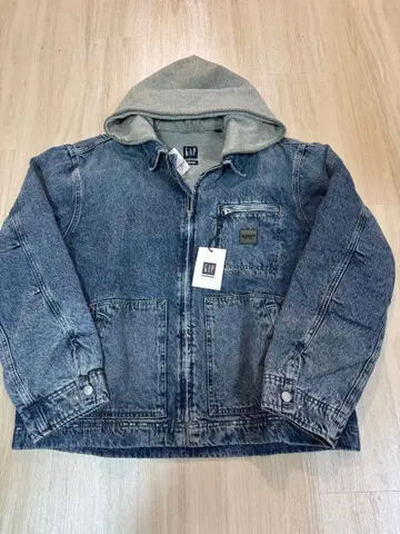 [택 포함 새상품] GAP x MADHAPPY 후드 부착 데님 자켓 L